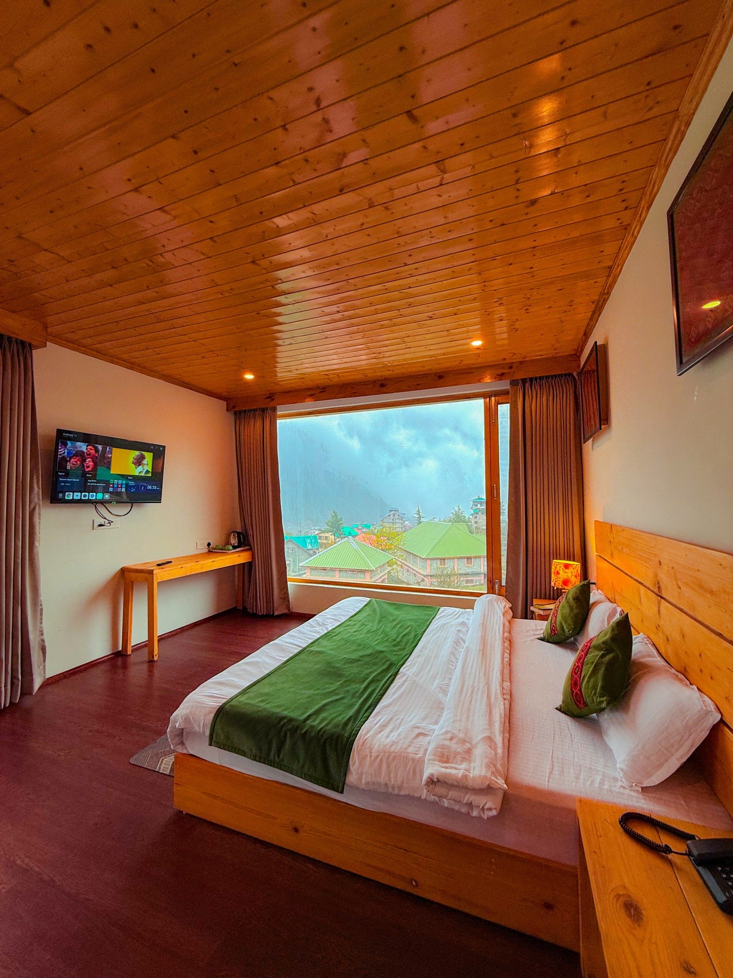 The attic room with its pitched pine roof