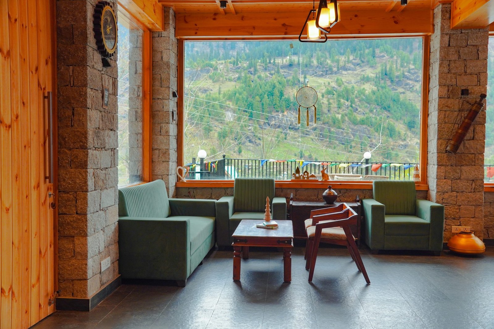 The lounge, orchard in the window