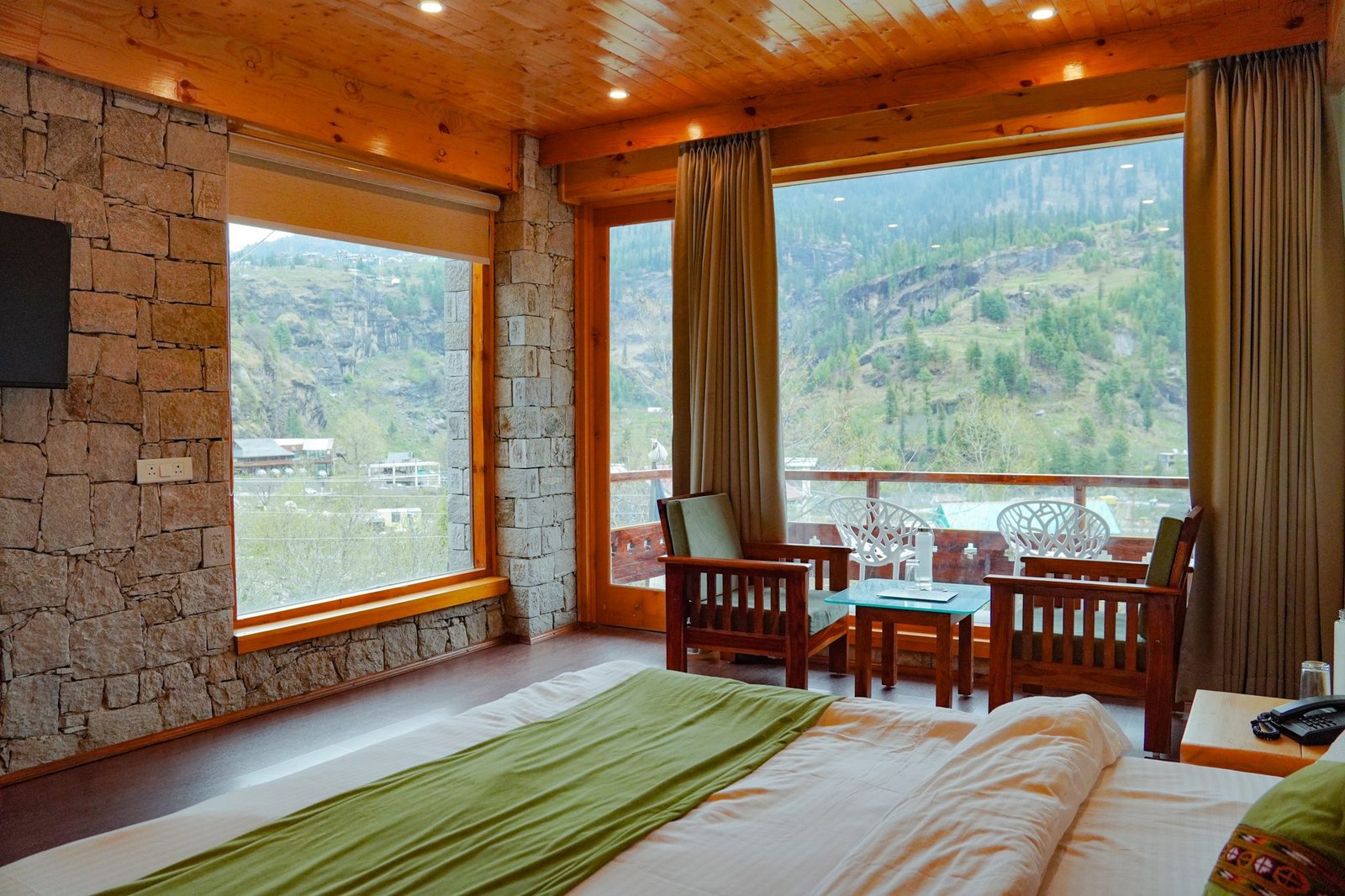 A wide window room with a sitting corner